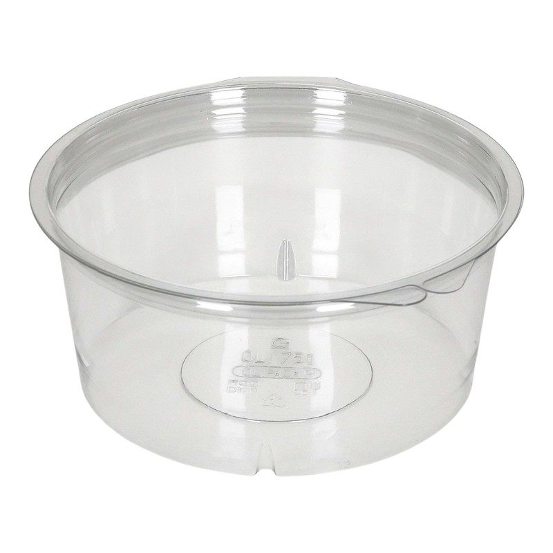 Ravier PET transparent rond - 750cc - Couvercle à charnière - Ø 150mm x h.65mm - 200 pièces